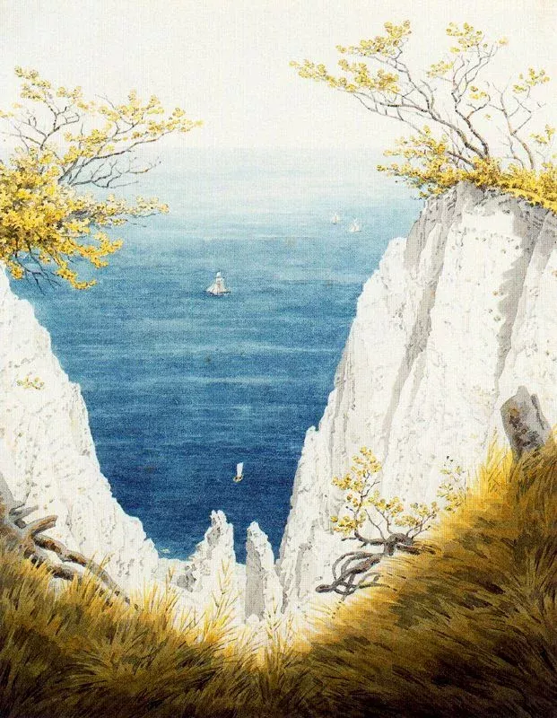chalk-cliffs-on-rugen-ii-by-caspar-david-friedrich-hand-painted-oil-painting-on- Chalk Cliffs on Rugen II by Caspar David Friedrich - Hand Painted Oil Painting on Canvas