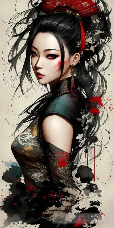 chinese-ink-painting-style-beautiful-girl-character Chinese Ink Painting Style of a Beautiful Girl Character