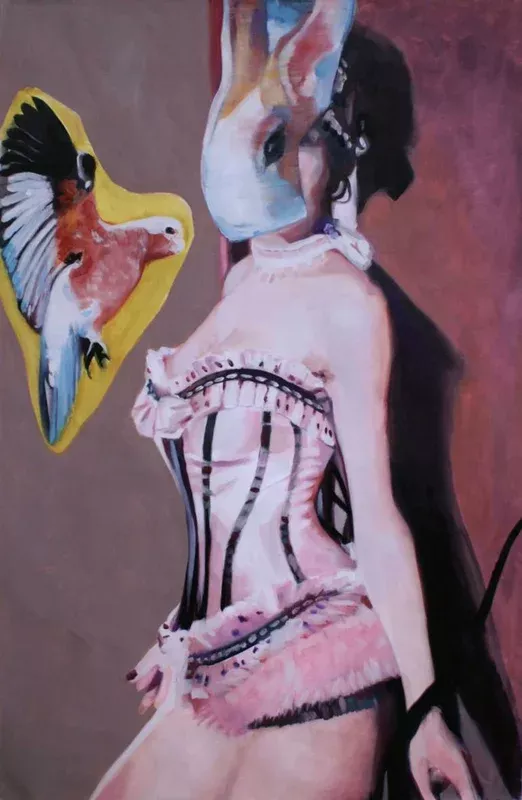 l-oiseau-rose-pink-bird-painting ""l oiseau rose" (pink bird)" Painting